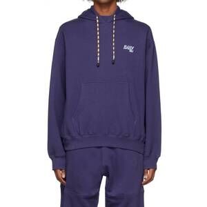 NEW BALLY unisex hike organic cotton hooded sweatshirt in purple